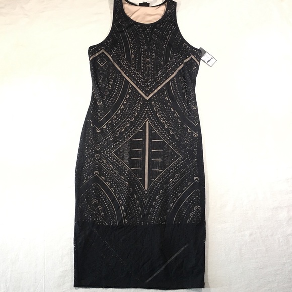 Mossimo Supply Co. Dresses & Skirts - Mossimo Sz M Ebony Ikat Art Deco Sheath Dress New